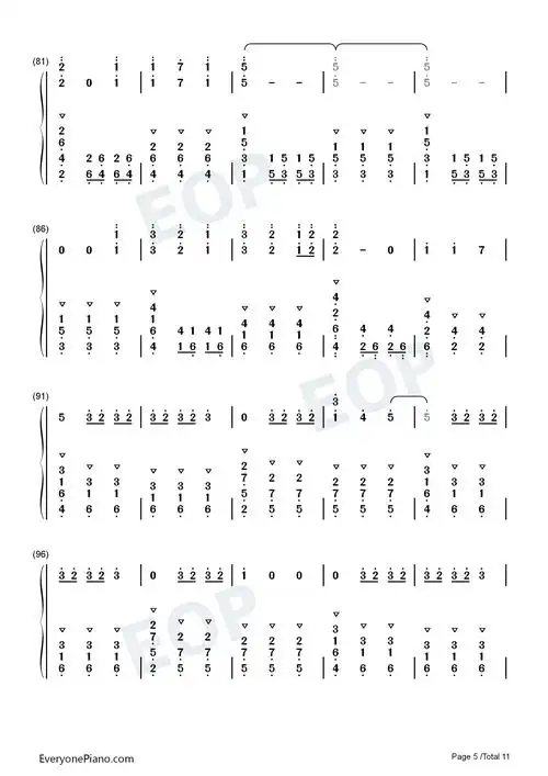 粉色闪电-r1se双手简谱预览5-钢琴谱文件(五线谱,双手简谱,数字谱