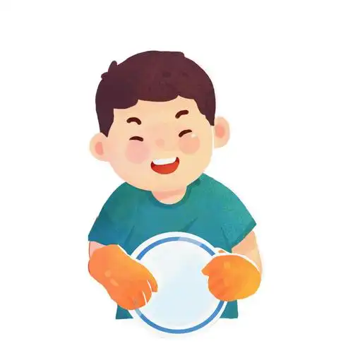 卡通五一51劳动节洗碗刷完做家务男孩元素gif动态图劳动节人物