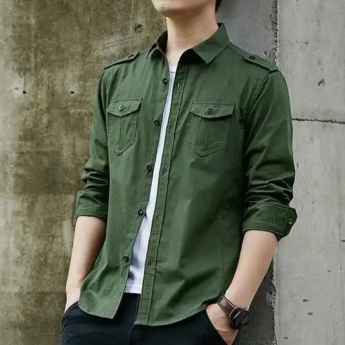 梵克公牛男士长袖衬衫男春春季纯色衣服修身商务休闲工装男装