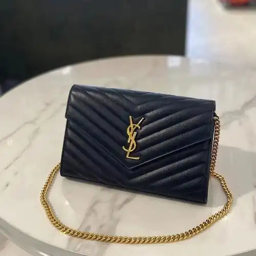 97新60ysl圣罗兰黑金鱼子酱v纹链条包链