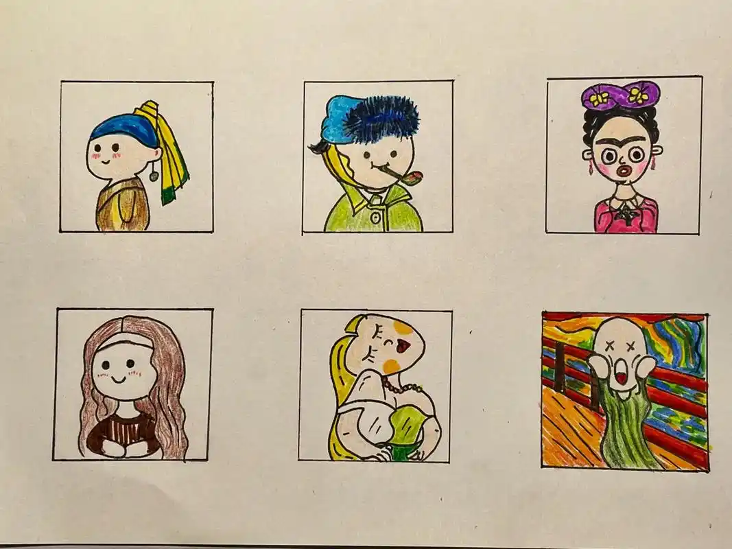 抖音图文来了 你能猜出他们都是谁吗?世界名画 简笔画98  - 抖音