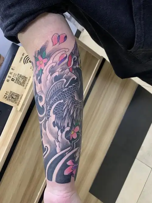 仙鹤纹身包小臂纹身图案吴江酷客纹身
