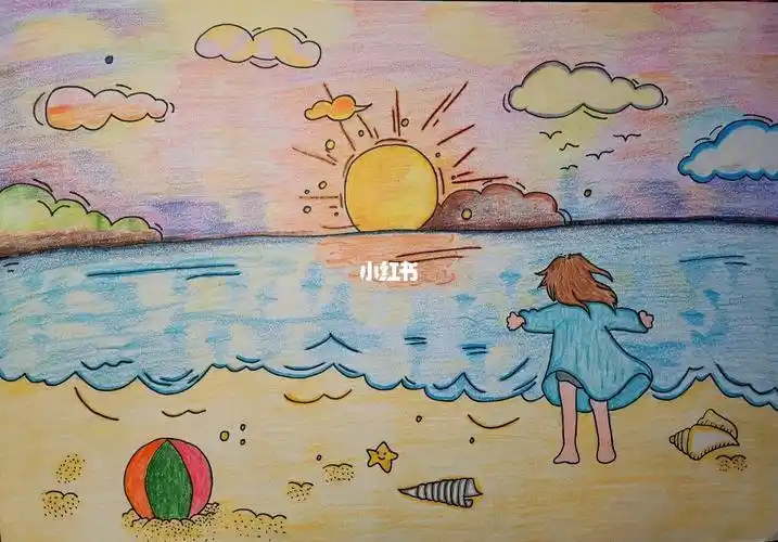 彩铅简笔画海边风景风景的简笔画彩铅彩色铅笔简笔画风景彩铅画简笔画
