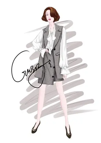 年轻人时尚穿衣搭配,网店风绘画,时装手绘