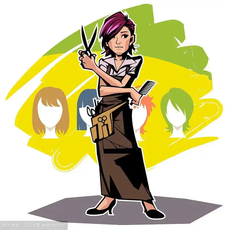 职业矢量插图,发型师