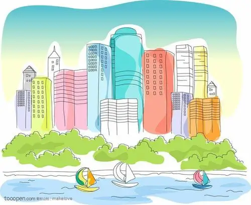 今天小画家们要作用各种形状元素去画出他们心中的高楼大厦.