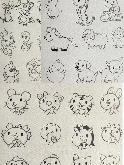 十二生肖¦简笔画