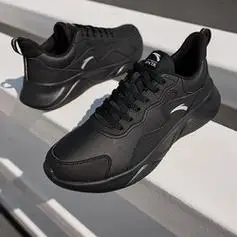 anta安踏革面跑步鞋男防泼水皮面经典跑鞋秋冬轻便舒适男士运动鞋百搭