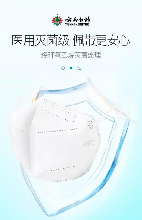 云南白药 n95医用防护口罩一次性医疗 20只/盒7650
