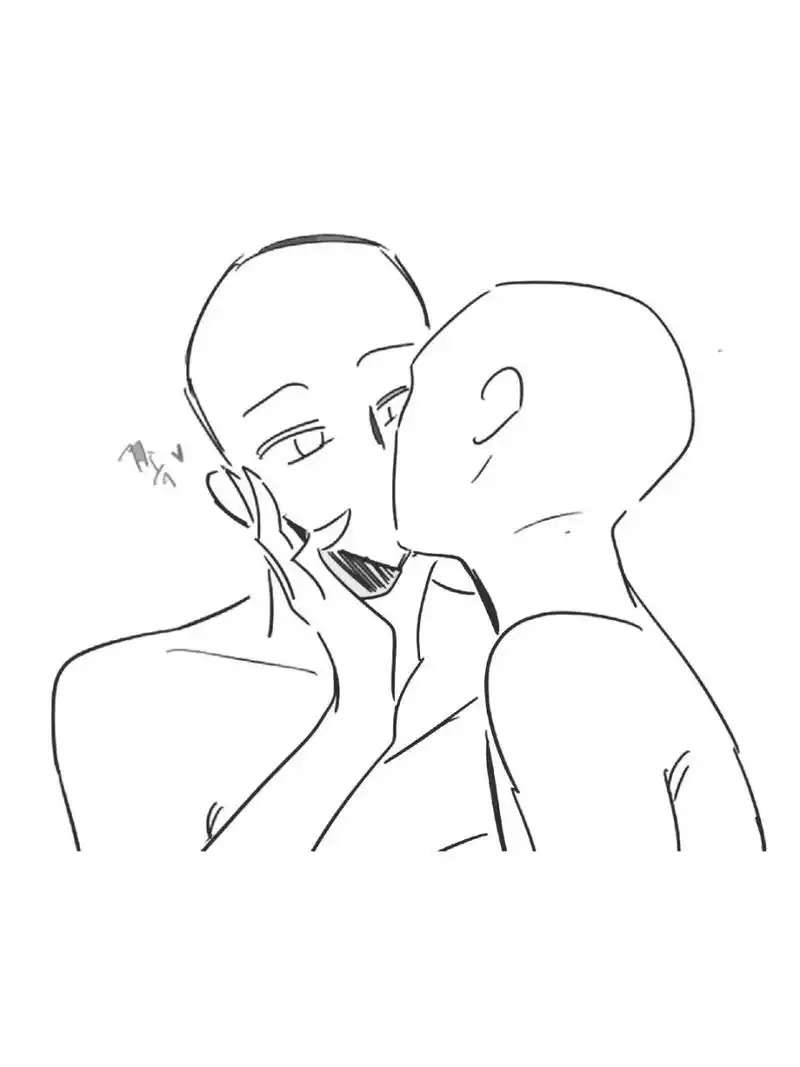 【情侣双人线稿】超甜蜜的情侣互动模板93 我的粘人精对象