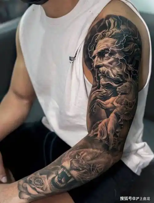 写实风格花臂纹身图案欣赏_波塞
