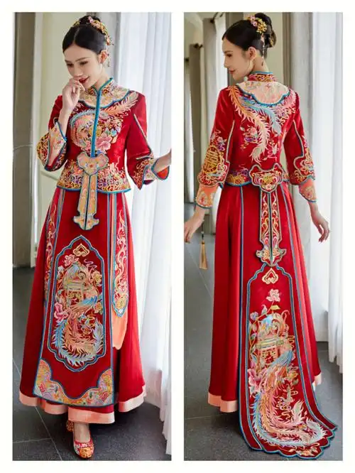 济南婚纱中式新娘造型苏绣秀禾服推荐