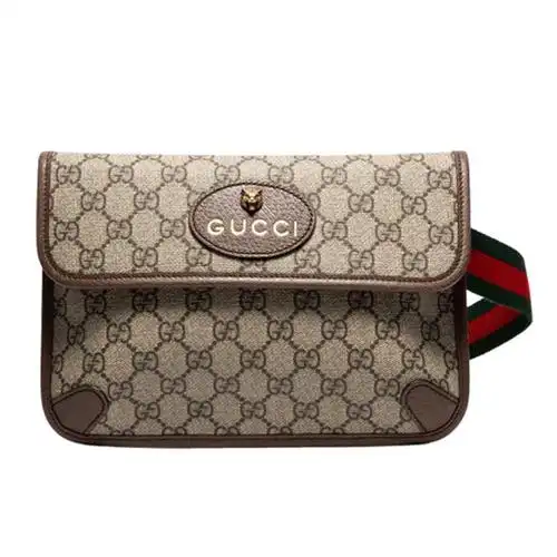 【肖战同款】gucci古驰男女包斜挎包单 金属虎头装饰 老花logo 条纹