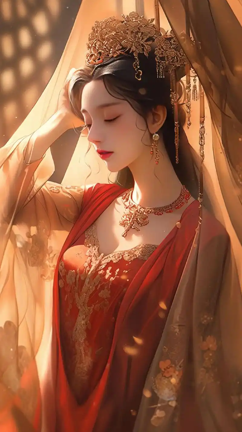 古风美女壁纸.君住在钱塘东,妾在临安北,君去时褐衣红……#国 - 抖音