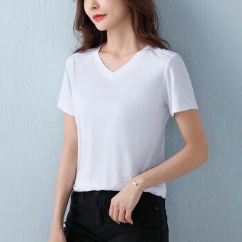 女士半袖莫代尔加肥加大木代尔t恤血桖体女半截袖短袖夏季薄宽松纯色