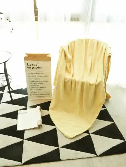 contrast trim baroque textured plush blanket