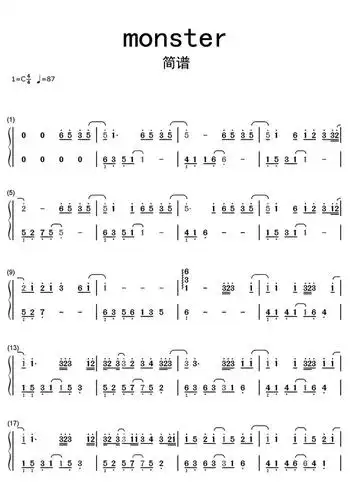 monster简谱乐谱-虫虫吉他:www.ccguitar.cn