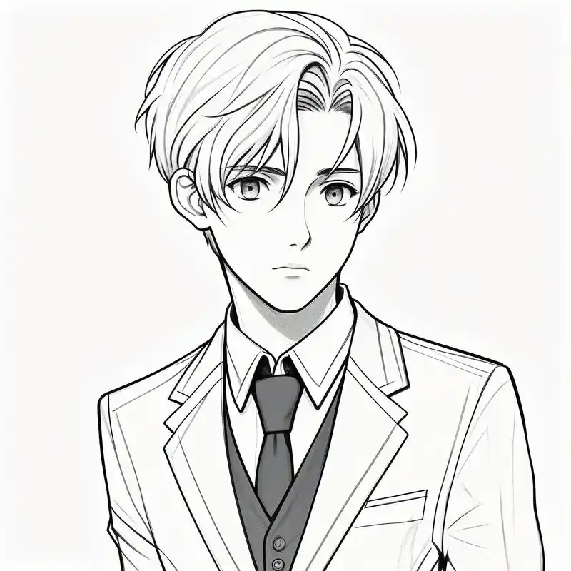 黑白素描,卡通男生头像9692