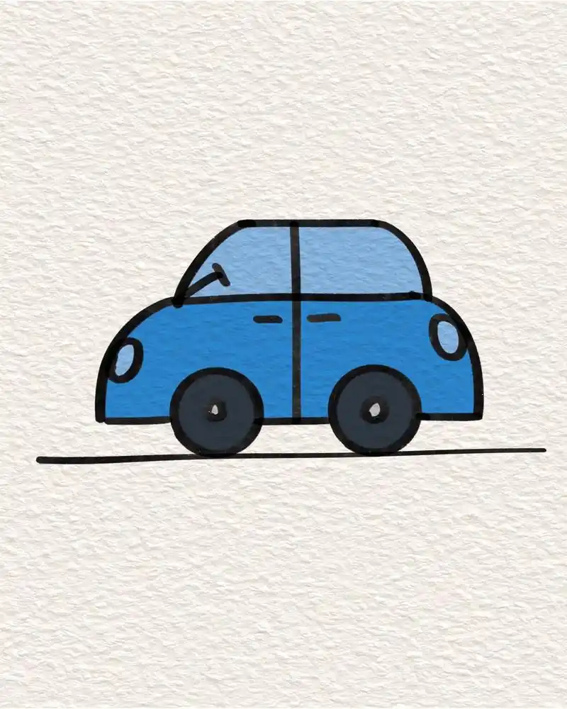 简笔画9步画小汽车,简单易学哦#简笔画 #一起学画画 #一学 - 抖音