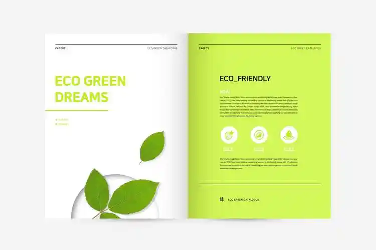 绿色生态杂志内页版式设计模板psd