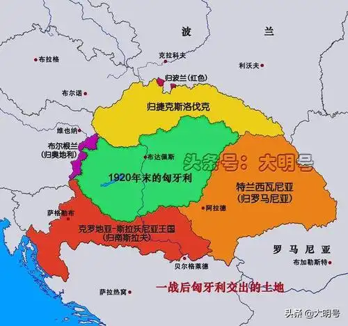 被视为战败国的匈牙利被剥夺七成土地和半数以上的人口,不仅唯一的
