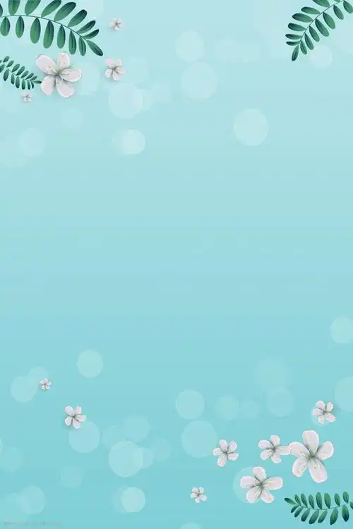 淡雅小清新绿叶花朵边框海报