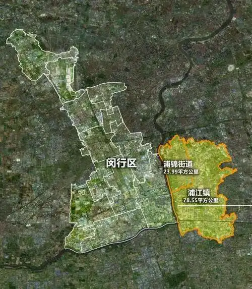 打开闵行的地图,可以很清楚地看到浦江的"特立独行":身在浦东,籍贯却