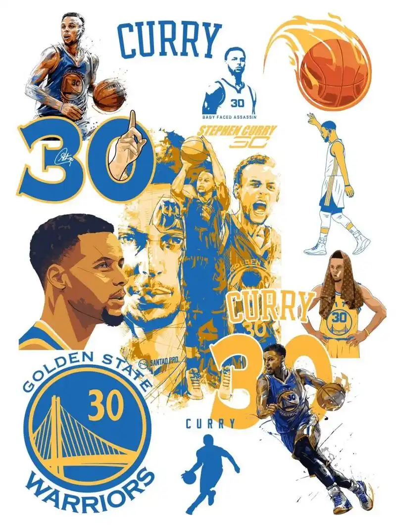 【憨瑞插画】nba球星美式插画三分王库里