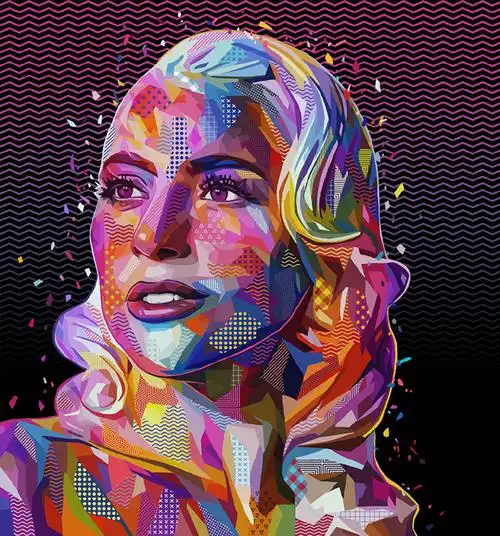 波普风格人物插画设计,数字拼贴式肖像画欣赏