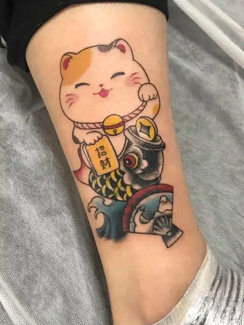 招财猫遮盖_纹身图案手稿图片_阿乐的纹身作品集