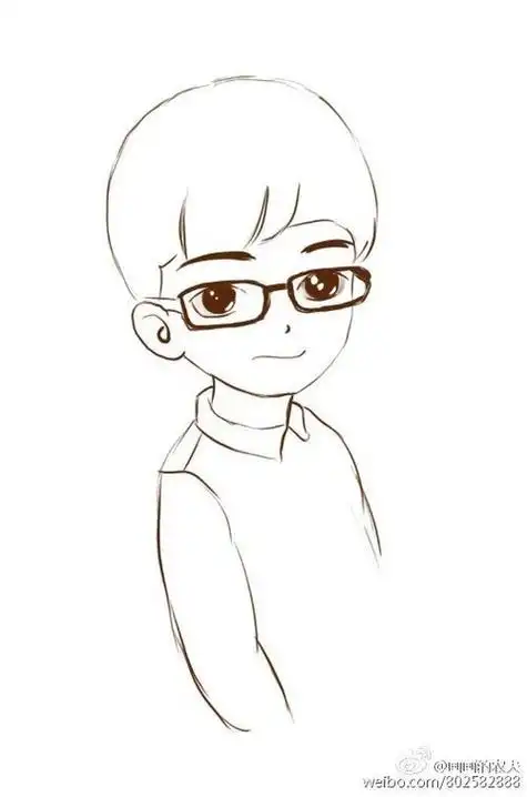 q版人物萌图简笔画男戴眼镜