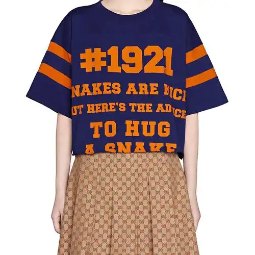 【包税】预订款1-2周 gucci/古驰 2021年新款 女士紫色棉质短袖t恤