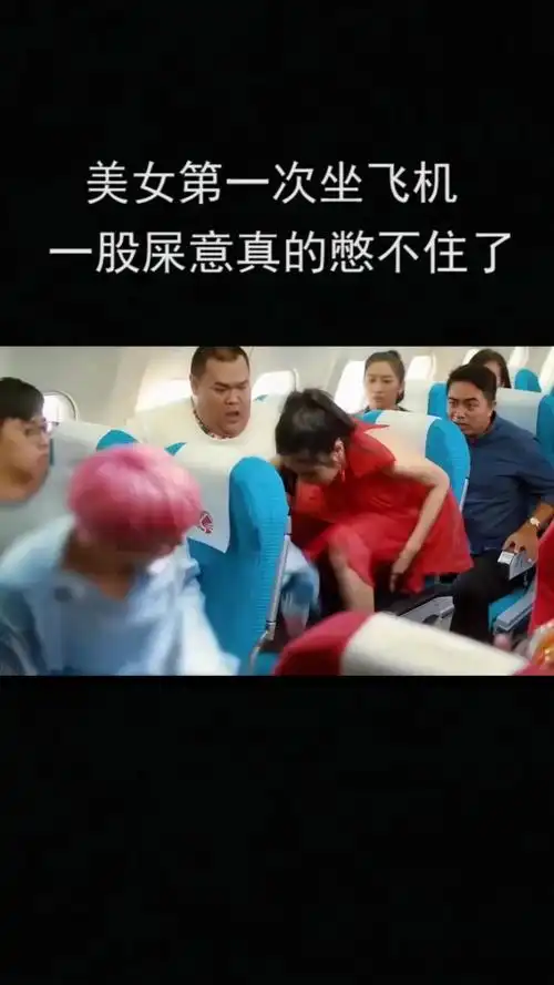 美女第一次坐飞机,一股屎意真的憋不住了!