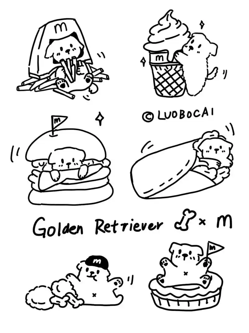 每天画一种小动物|狗狗系列17|金毛 这只金毛是麦麦麦麦门信徒,今天也