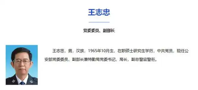 国务院任免国家工作人员,任命王志忠为公安部副部长