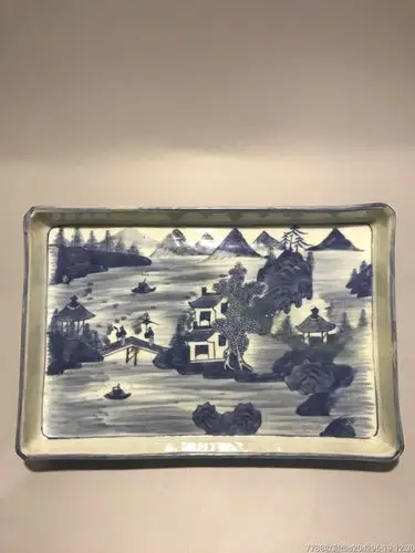 道光款青花山水人物方盘-青花瓷-7788收藏__收藏热线