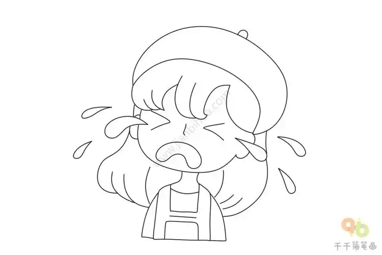 治愈系小萌妹 悲伤大哭的女孩子_女孩简笔画