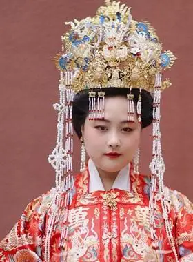 9限时月销 2明制汉服婚服头饰配饰诰命凤冠霞帔秀禾服新娘结婚发饰