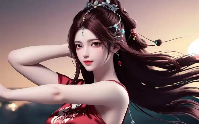 国漫女神4k高清壁纸:红裙叶倾仙,换上一袭红衣后柔情尽显