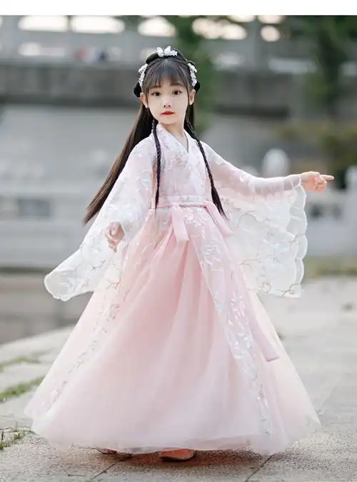 舜钦小女孩汉服民族服装儿童古装女童10岁女孩中国风裙子小学生古风