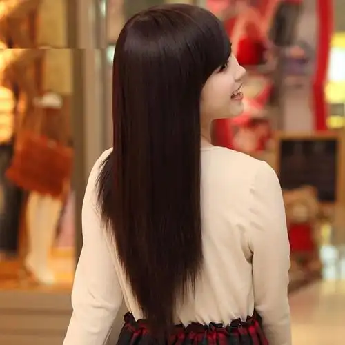 长发假发女生斜刘海齐刘海长直发中长款时尚气质逼真自然整顶头套浅棕