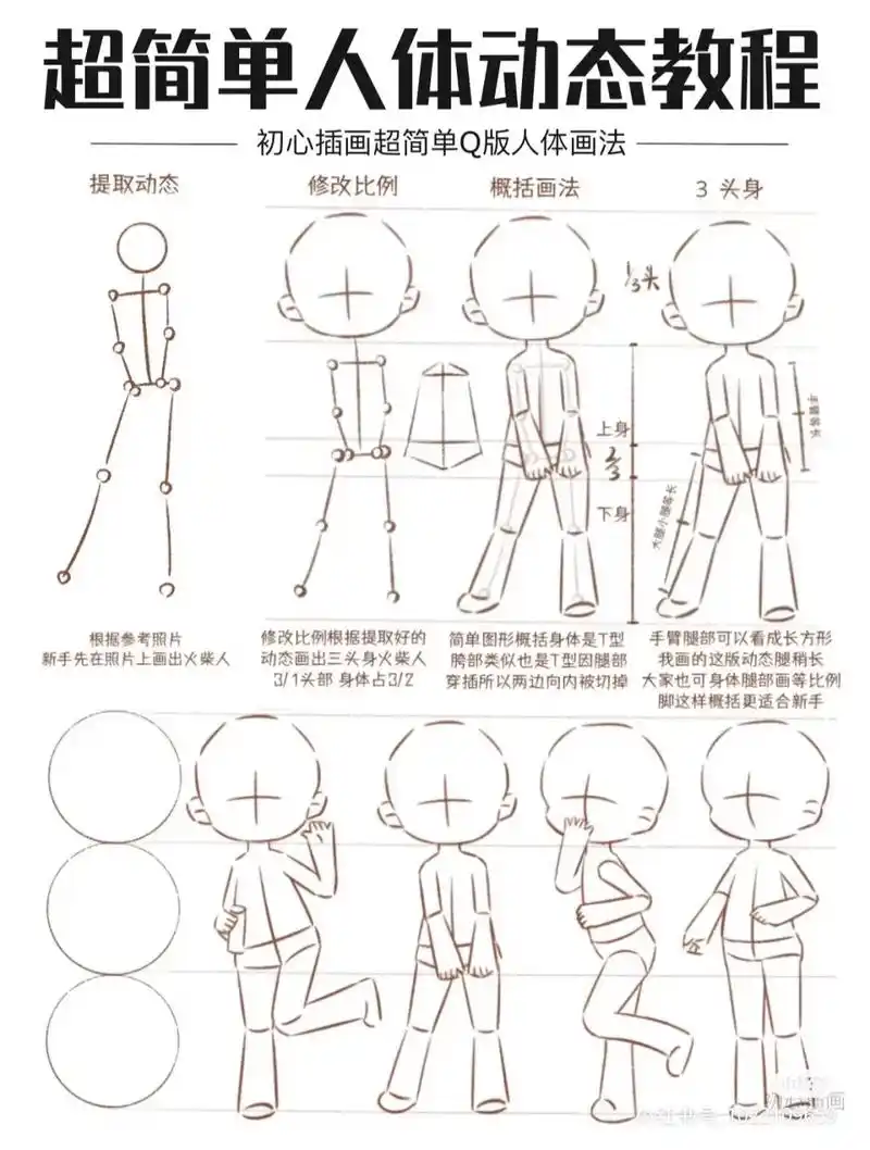 分享一些动漫人物比例及动态78  学习动漫同学的可以自己尝试画
