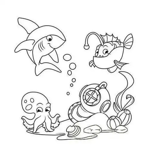 海洋世界简笔画鱼类