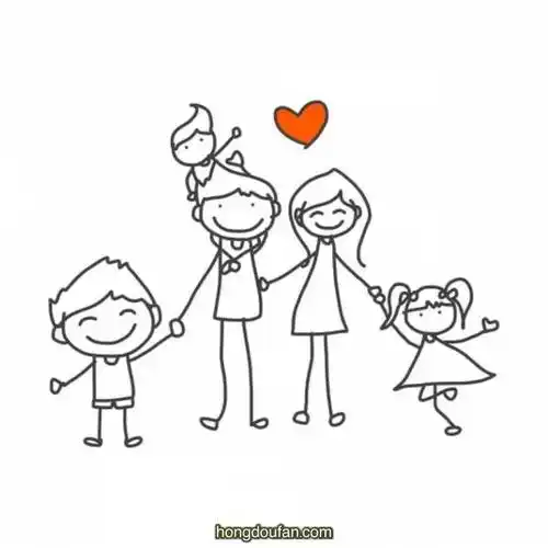标签一家人,一年级简笔画,二年级简笔画,全家福,卡通,可爱,妈妈,妹妹