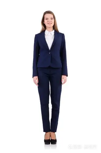 在蓝色西装上白色孤立的女商人照片-正版商用图片0fcosd-摄图新视界