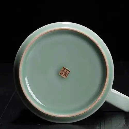 茶杯龙泉青瓷手工陶瓷办公杯泡带盖老板会议礼盒茶杯
