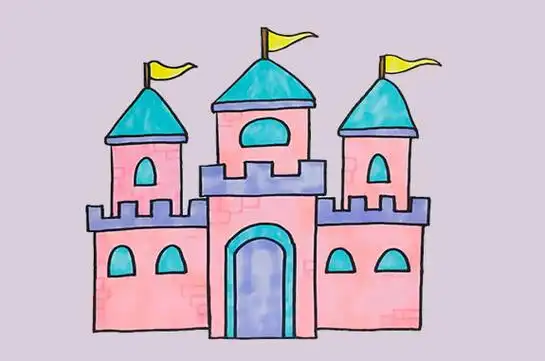 彩色城堡简单漂亮简笔画