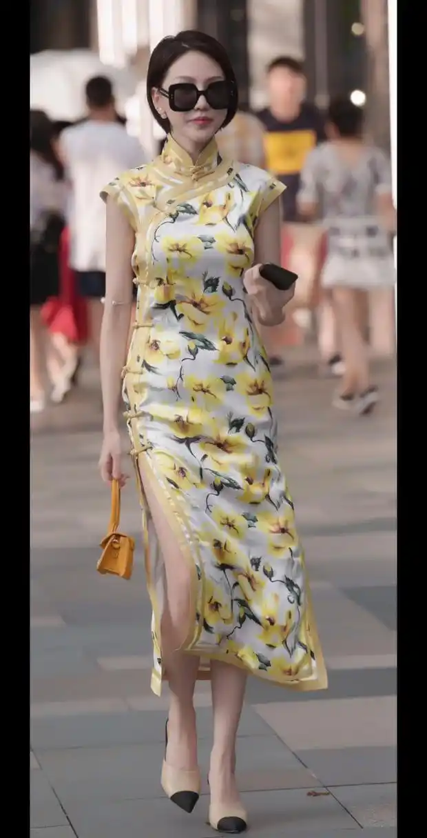 旗袍之美是一种无言的诱惑,干练的短发与古典相遇,能将女性的精致,妩