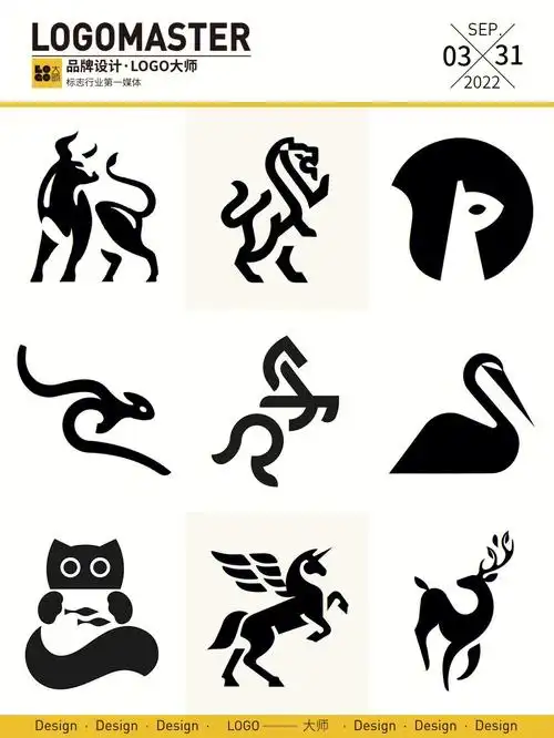 352期推荐创意线条的动物logo图形