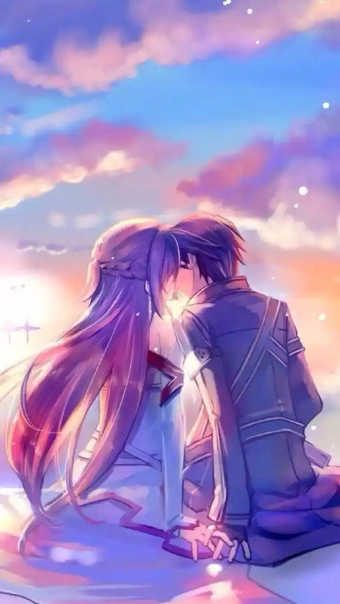 卡通插画 女孩 男孩 情侣 文艺 梦幻 浪漫 手机壁纸 聊天背景